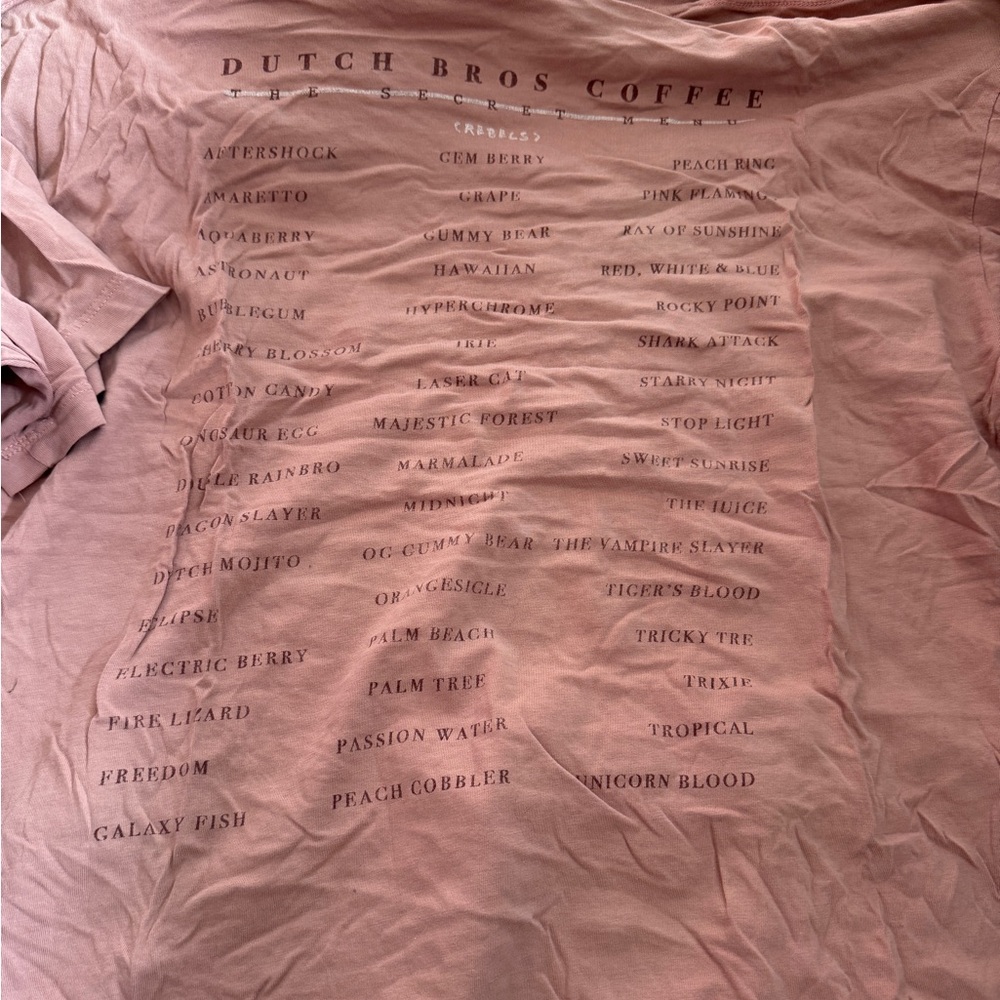 Dutch bros secret flavors menu shirt
